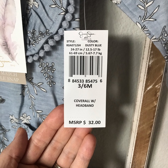 Jessica Simpson Dusty Blue Coverall/Headband Set - Picture 8 of 12